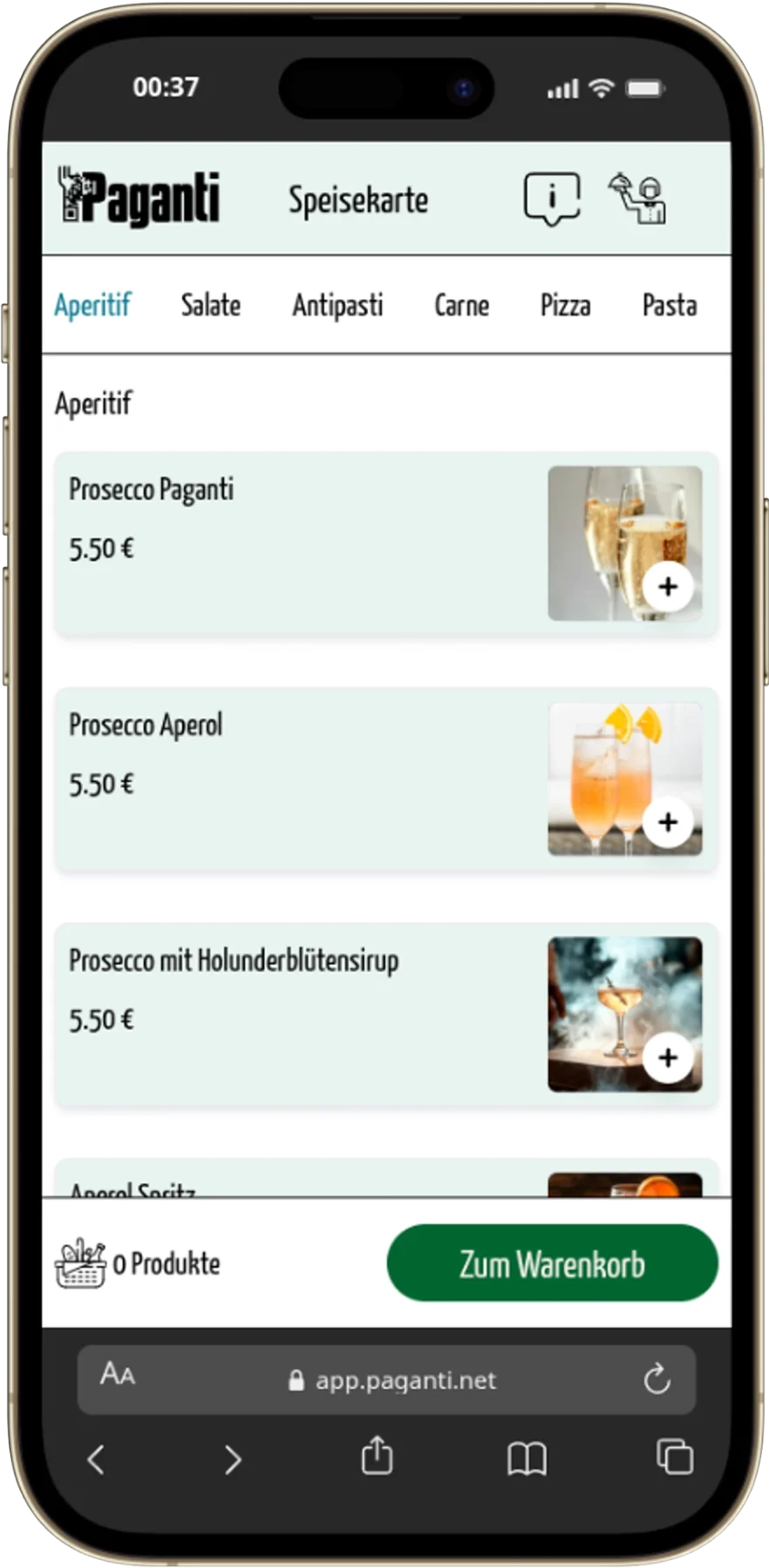 webapp qr code digitale speisekarte