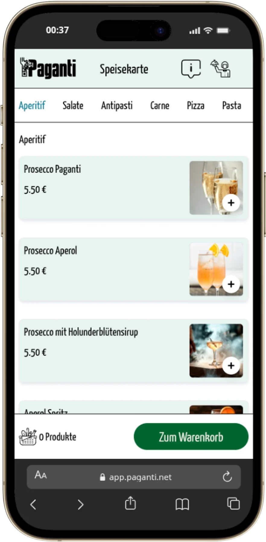 webapp qr code digitale speisekarte